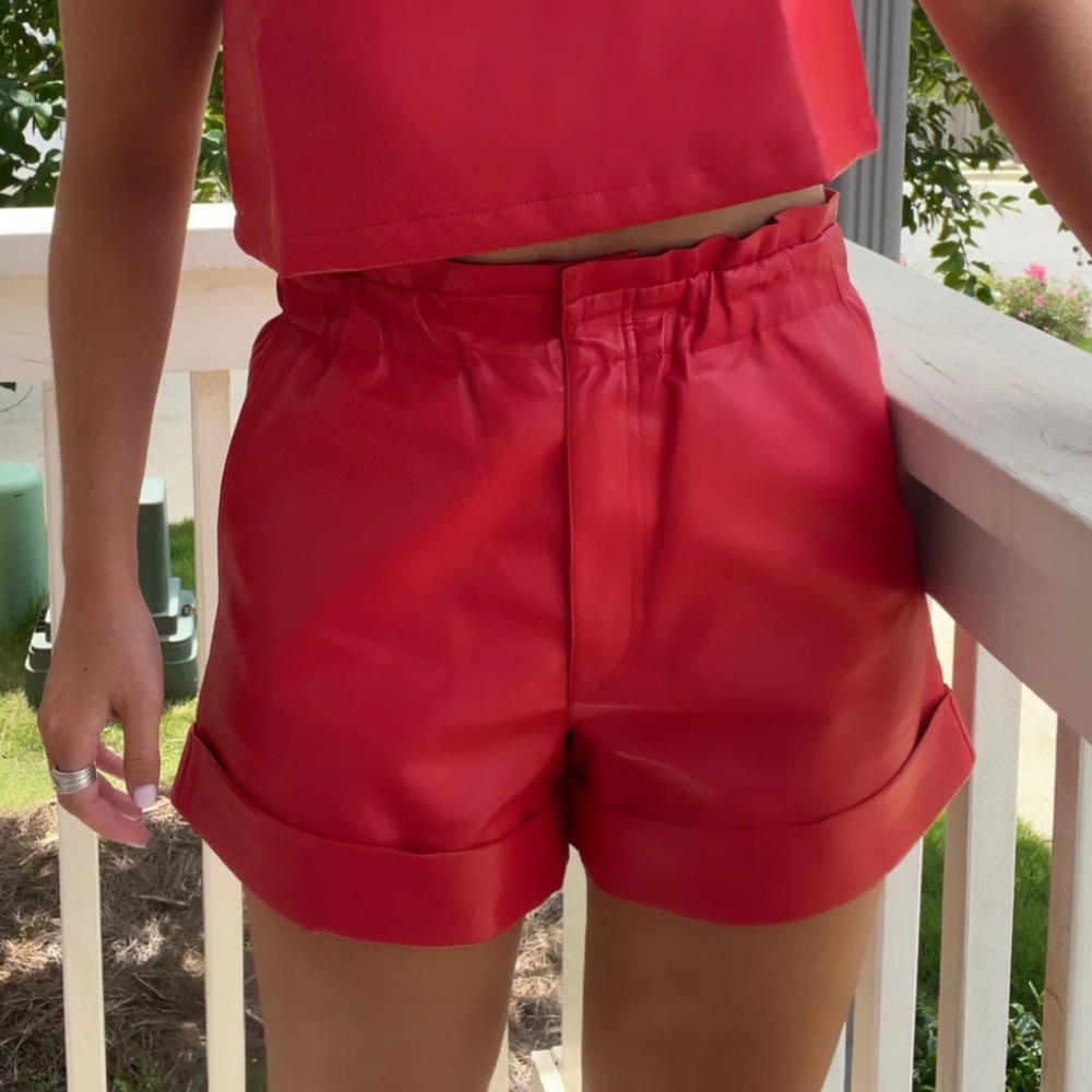 Buddy Love faux leather red shorts Large